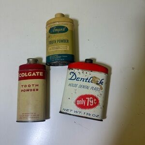 Vintage Tooth Powder Tins Set of 3 Colgate, Dentlok, Amurol